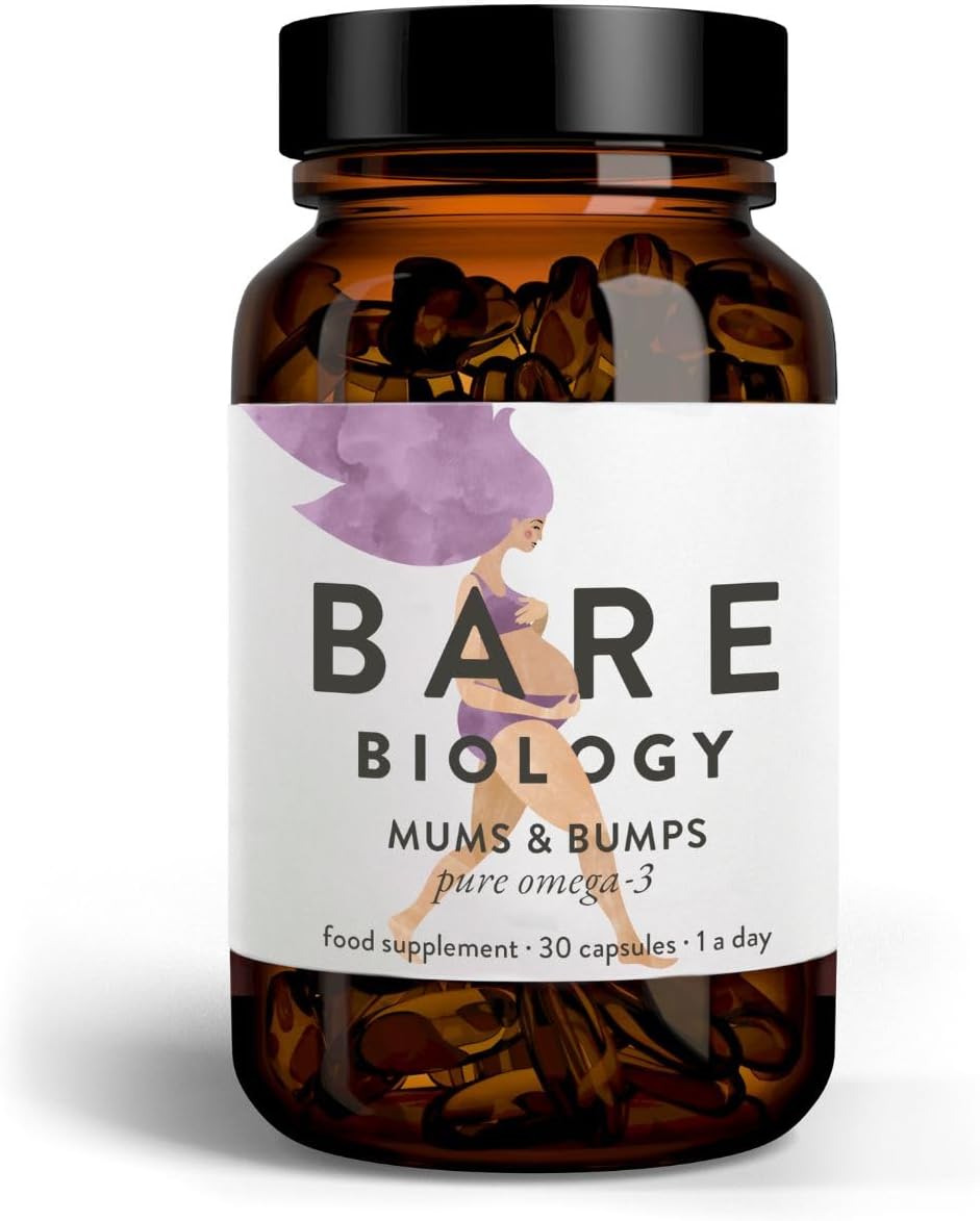 Bare Biology Omega 3 Pregnancy Supplement - Mums & Bumps Fish Oil Capsules (30 Servings) DHA 560mg, High Strength & 3rd Party Tested for Preconception, Pregnancy & Breastfeeding