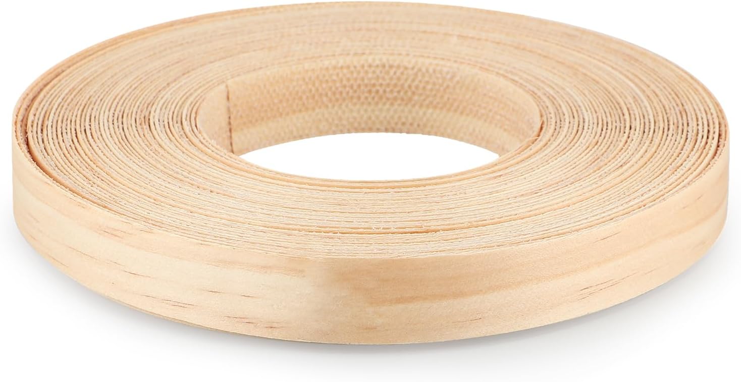 Pine Edge Banding, 3/4" X 50' Wood Strip Preglued, Iron on Veneer Edging Tape for Cabinet, Table, Door