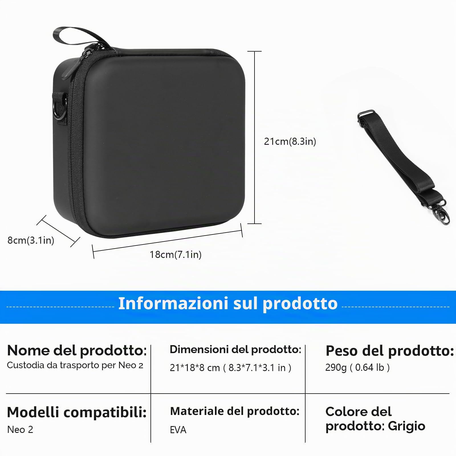 FPVtosky, borsa per Neo 2, borsa portatile in PU per accessori della drone DJI Neo 2 [Solo borsa]
