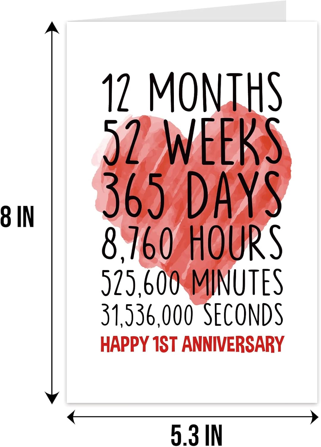 Qiliji Happy 1st Anniversary Card for Him Her, First Wedding Anniversary Greeting Card, Funny One Year Together Anniversary Card image 2 of 8 B0C3M53Y23