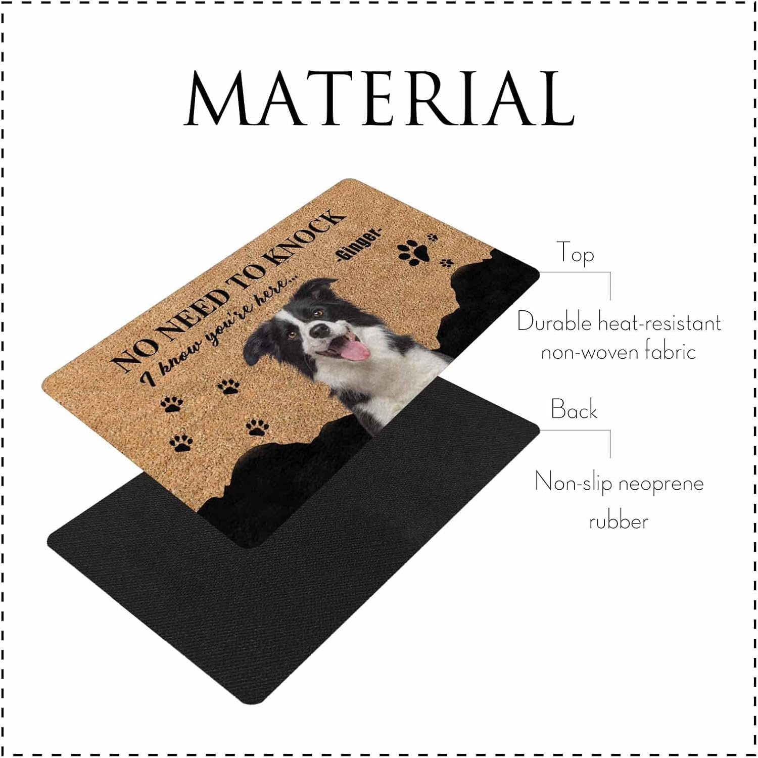 Artsadd Custom Doormat with Dog Face 24"x16" 30"x18", Personalized Welcome Floor Mat for Outdoor Indoor Entrance Home, Dog Muddy Paws Mat for Inside Outside, Gift for Girlfriend Mother Women Pets