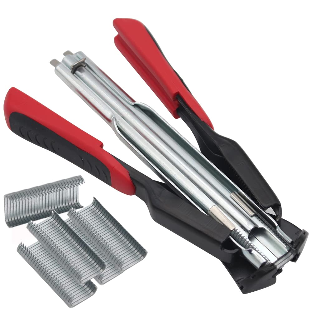 Houtokit Hog Ring Pliers Cage Clamp Kit With 2500Pcs C Type Nails Hog Rings Fence Clips Automatic Fencing Pliers Repair Installation Tools For Animals Cages Wire Fencing Fencing Car Mattresses