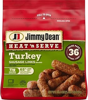 Jimmy Dean Heat 'N Serve Breakfast Turkey Sausage Links, 36 Count (Frozen)