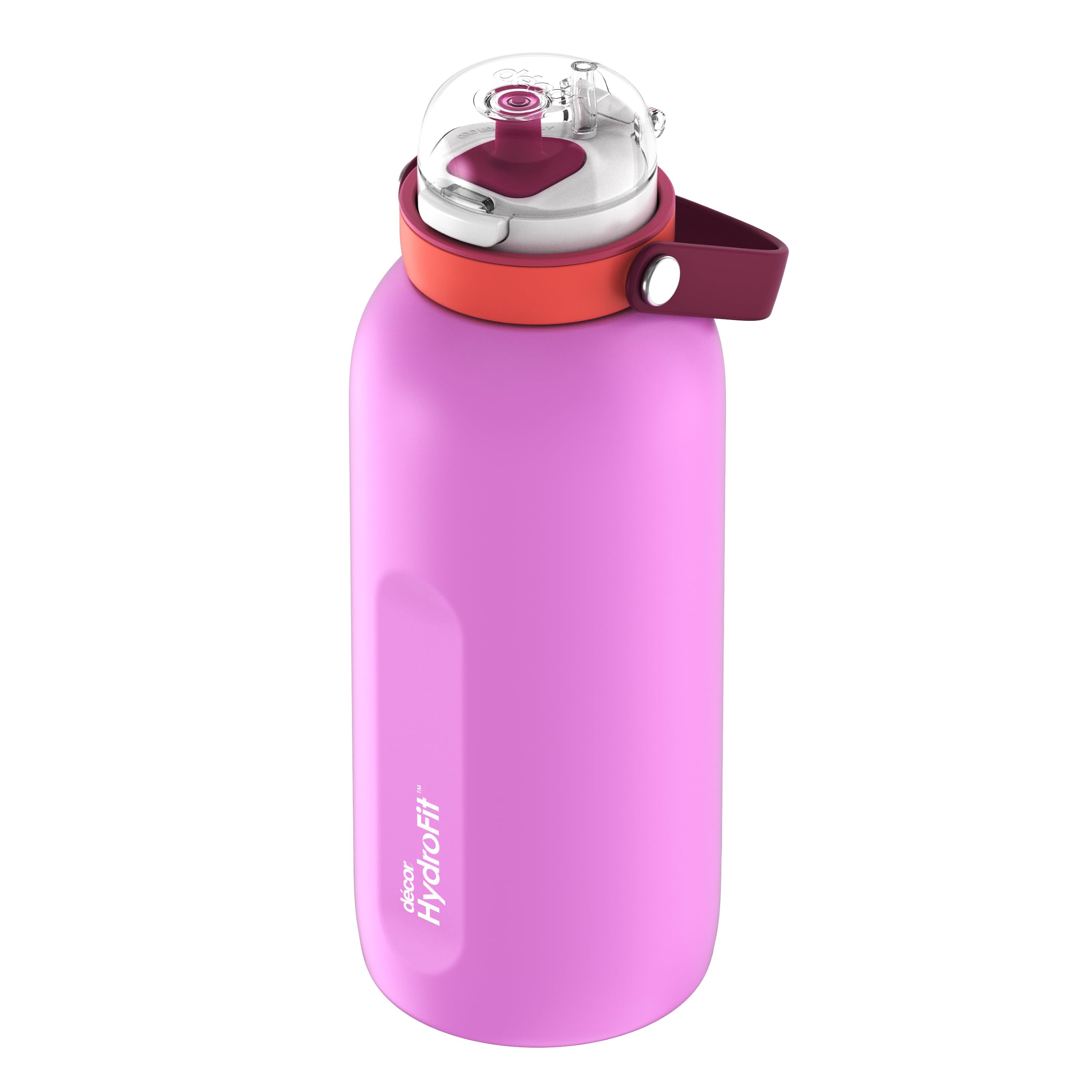 Décor Hydrofit Deluxe Sip Wasserflasche aus Edelstahl, doppelwandig, mit Silikonausguss, flexibler Griff, 1,5 l