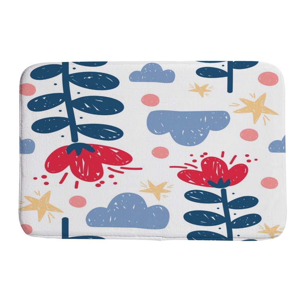 Tapis de salle de bain moelleux grandes fleurs 91x61 cm style nuage élégant
