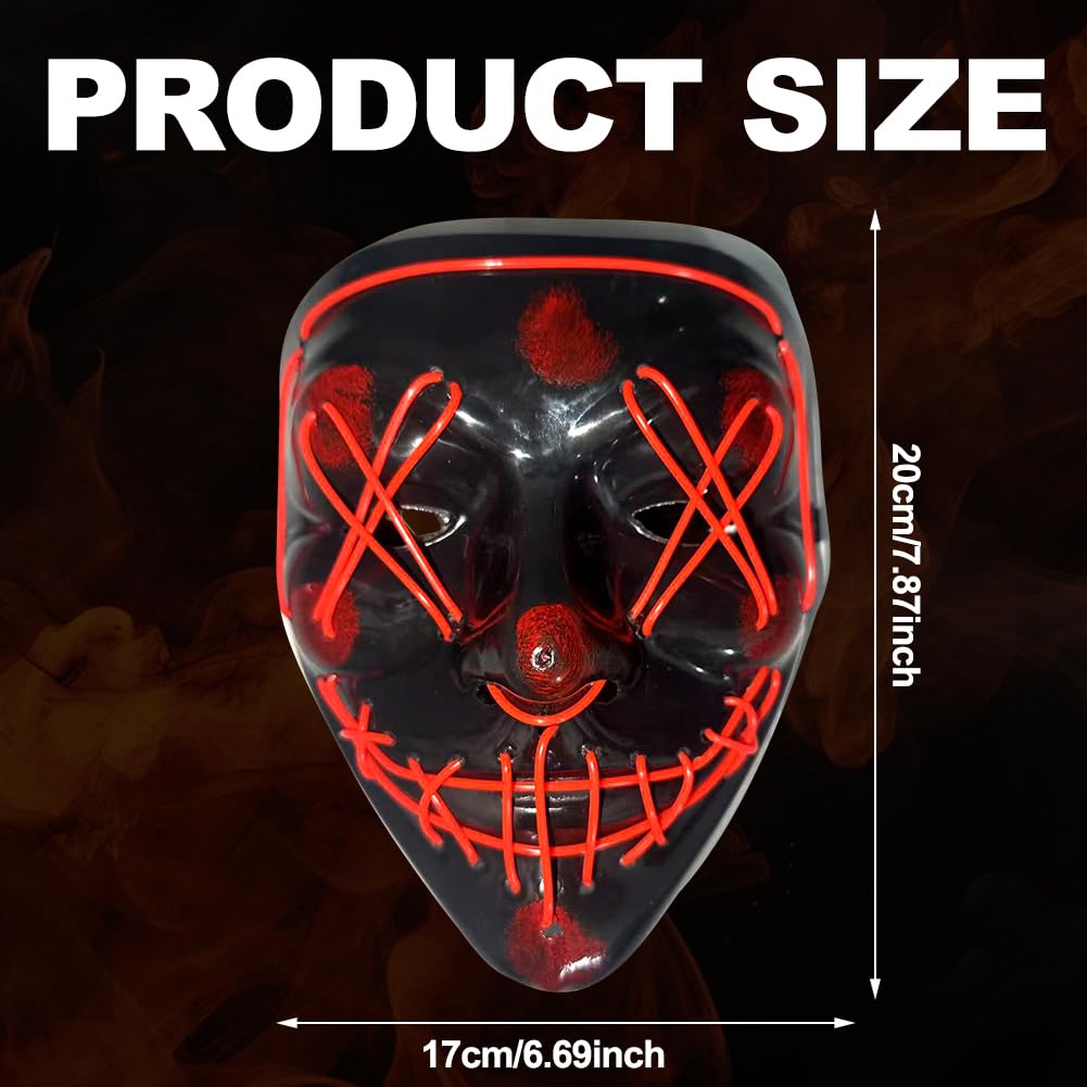 Halloween Masks, LED Light Up Mask, Anonymous Neon Mask, Scary Masks with 3 Lighting Modes - Image 2