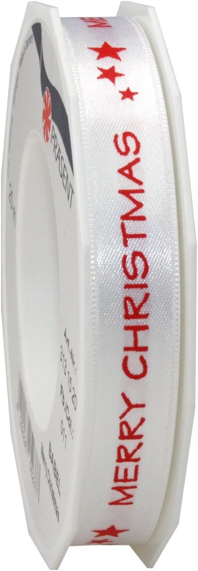 Präsent Printed Satin Ribbon, 15 mm width, 20 m length, Gold