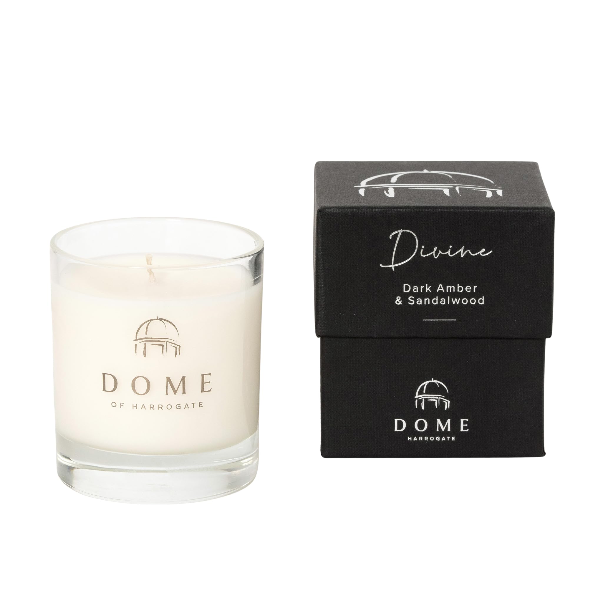 Dome of Harrogate Divine Dark Amber & Sandalwood Mood Candle – 30cl – Rich, Sensual Fragrance for Relaxation & Stress Relief – Natural Soy Wax Candle