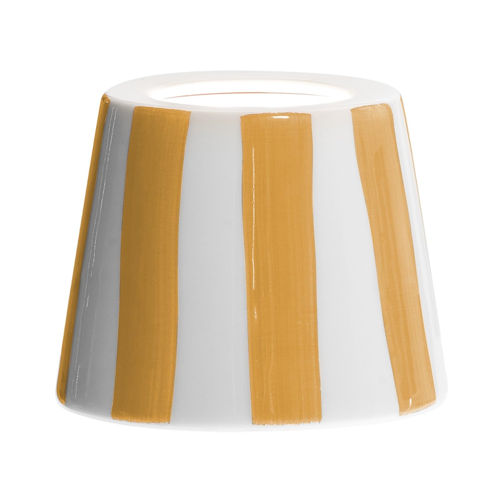 Zafferano Yellow Stripes Poldina Cover, Hand Decorated Ceramic Cover For Table Lamp, Cover Compatible With Poldina Lamps, Made In Italy, Ø13 X 10 Cm, Colour White