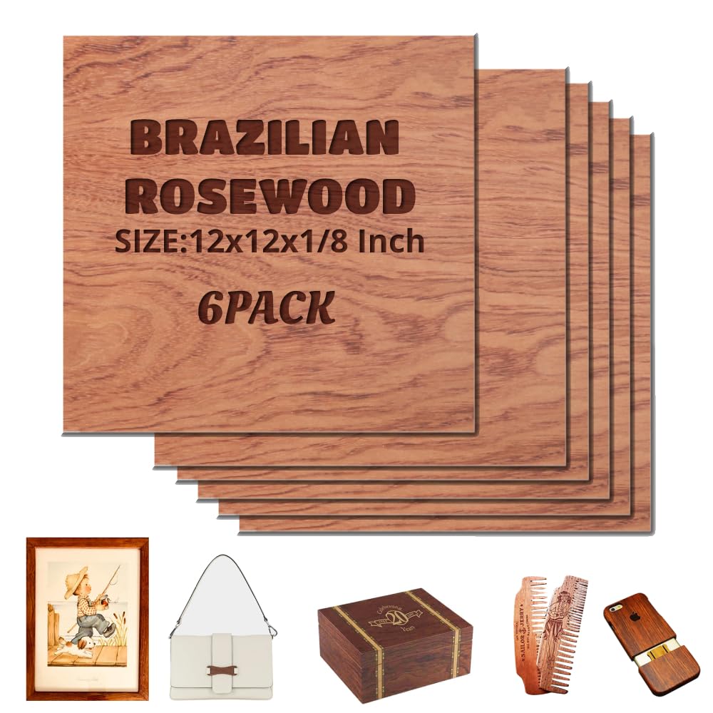 Sperrholzplatte 3mm, 6 Stück 30cm x 30cm Laser Holz, Brasilianisches Palisander Sperrholz, für zum Lasergravieren und Schneiden, Geeignet für DIY Halloween Deko, Weihnachtsdeko