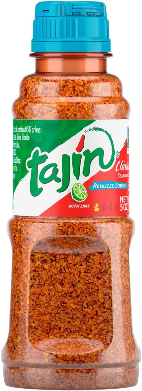 Tajin Clásico Reduced Sodium Seasoning, Authentic Mexican Chile Lime Spice Blend for Fruit, Vegetables, Salad Bowls, Avocado, Cucumber, and Fresh Produce, Zesty Flavor Enhancer, 5 oz, (Pack of 1)