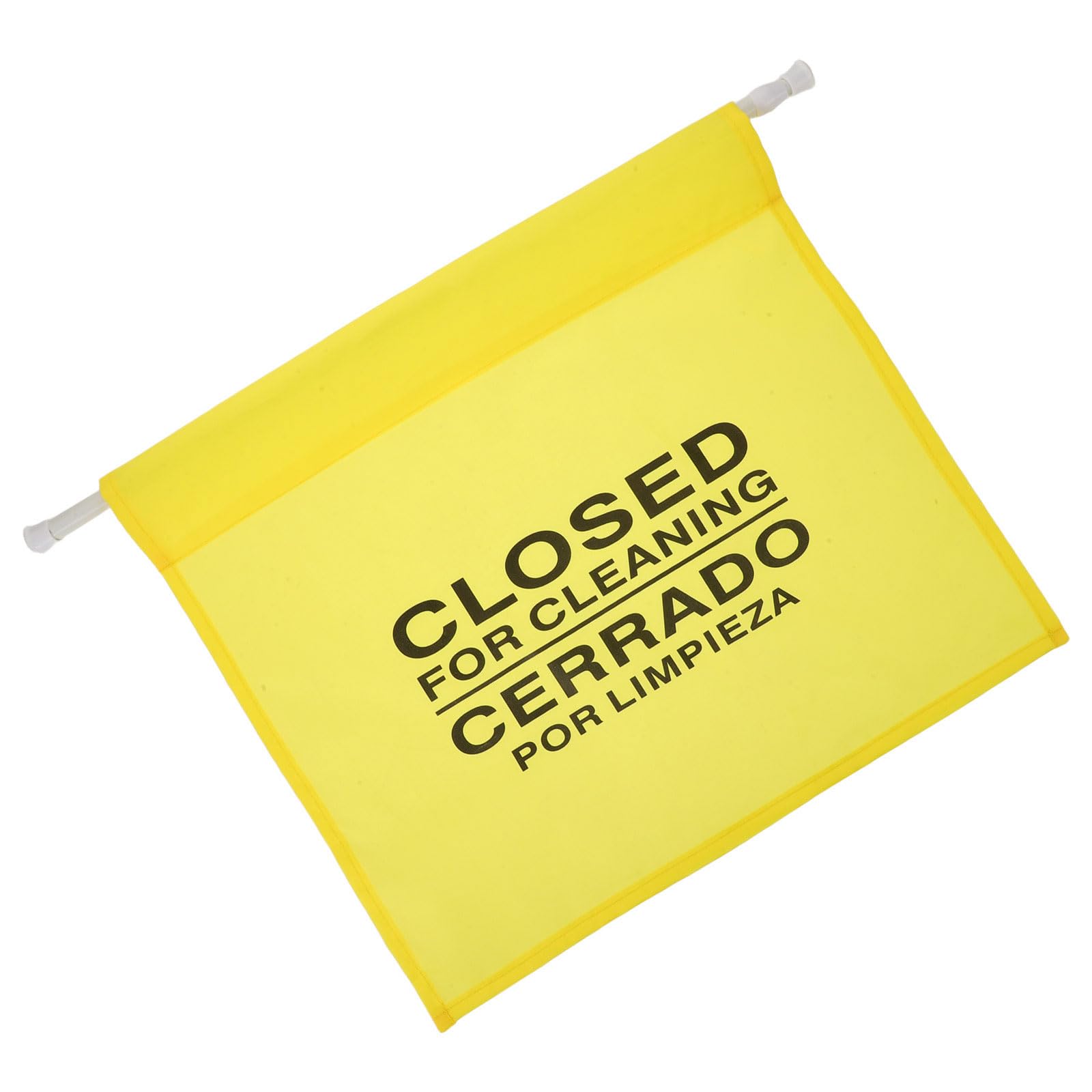 Restroom Closed for Cleaning Sign with Extendable Pole (60-110cm) - Heavy Duty Yellow Doorway Barrier for Maintenance & Janitorial Safety - Hanging No Entry Banner for Hotels, Schools & Offices