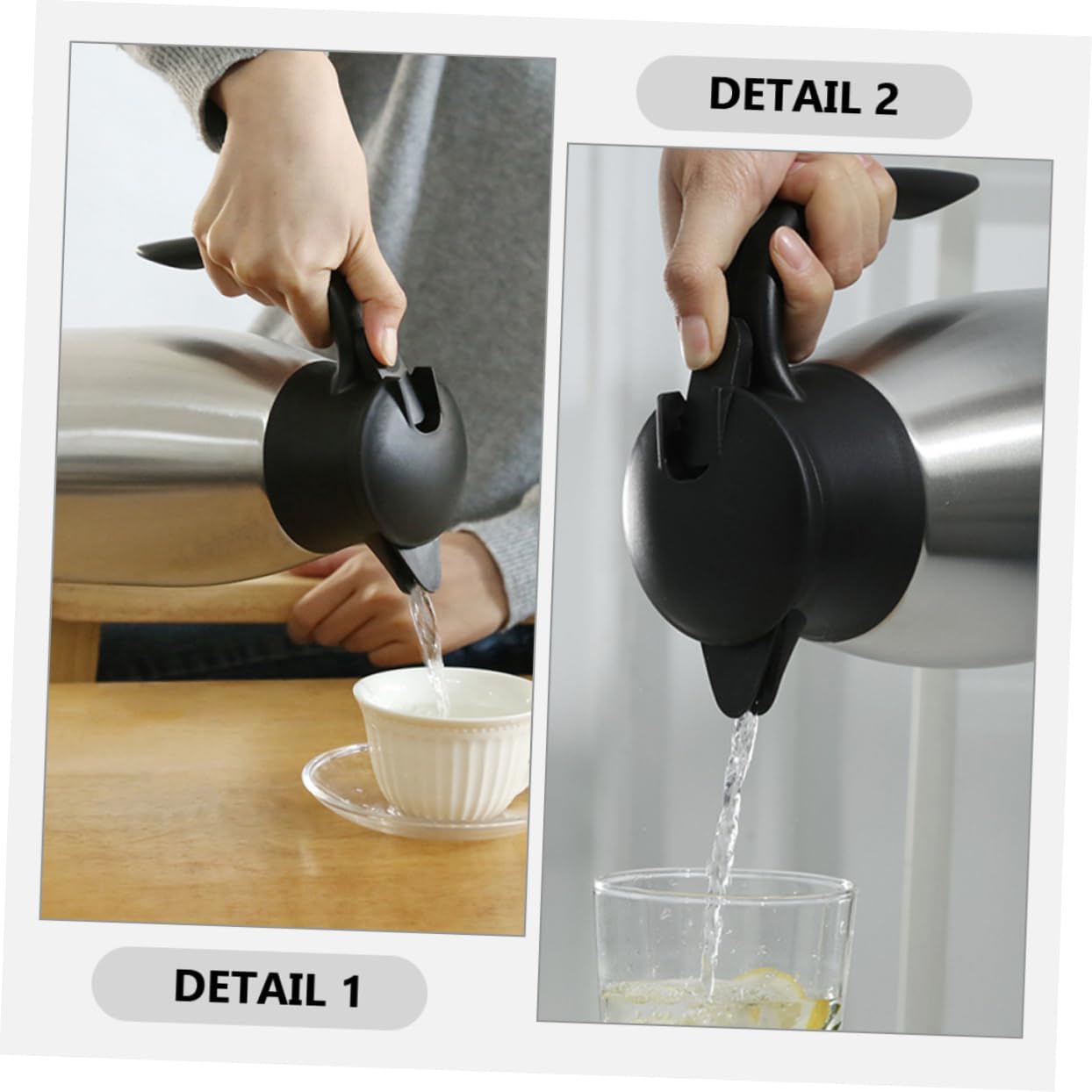 Thermal Coffee Carafe Insulated Water Pitcher Stainless Steel Hot Beverage Dispenser Vacuum Design for and Outdoor Use Leak-resistant Sealed Lid