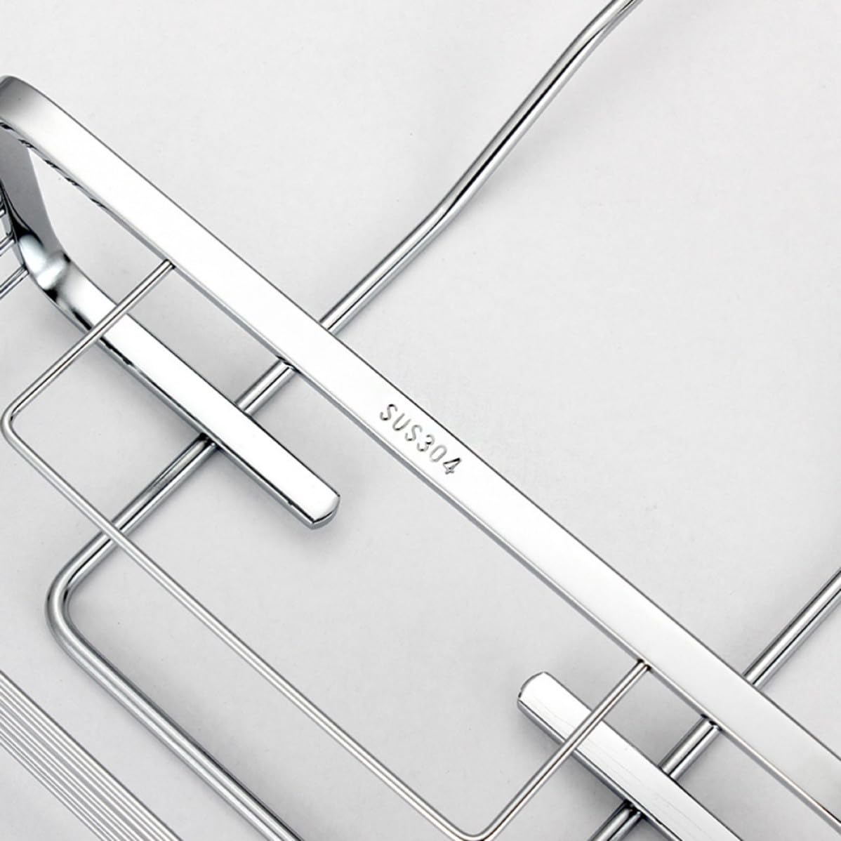 YARNOW Soporte de Almacenamiento para Baño y Cocina en Acero Inoxidable, Estante Colgante de Ducha Diseño Minimalista, Resistente Deformación y Fácil de Limpiar, Acabado en Plata