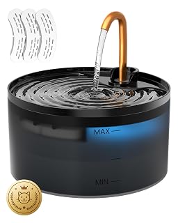Cat Water Fountain, 71oz/2.1L Cat Fountain for Drinking with Copper Faucet, MISFANS-Designed Pump & Filter, Plastic Automatic Pet Water Fountain Bowl & Dispenser with 3-Pack Replaceable Filters - Amazon product rated Grade A