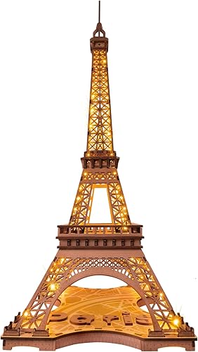 Rowood Torre Eiffel, kits de modelos de rompecabezas 3D para adultos, rompecabezas de madera 3D para adultos, juego de construcción con LED,