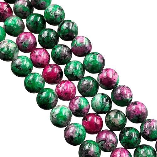 Cuentas redondas de zoisita de rubí natural AAA de 0.315 pulgadas de largo, cuentas para hacer joyas, cuentas redondas de piedras preciosas, uso