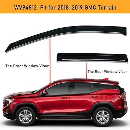 Miniatura 3 de Lightronic WV94812 Deflectores y viseras laterales de montaje exterior, protectores de lluvia, humo oscuro, juego de 4 piezas, se adapta a GMC