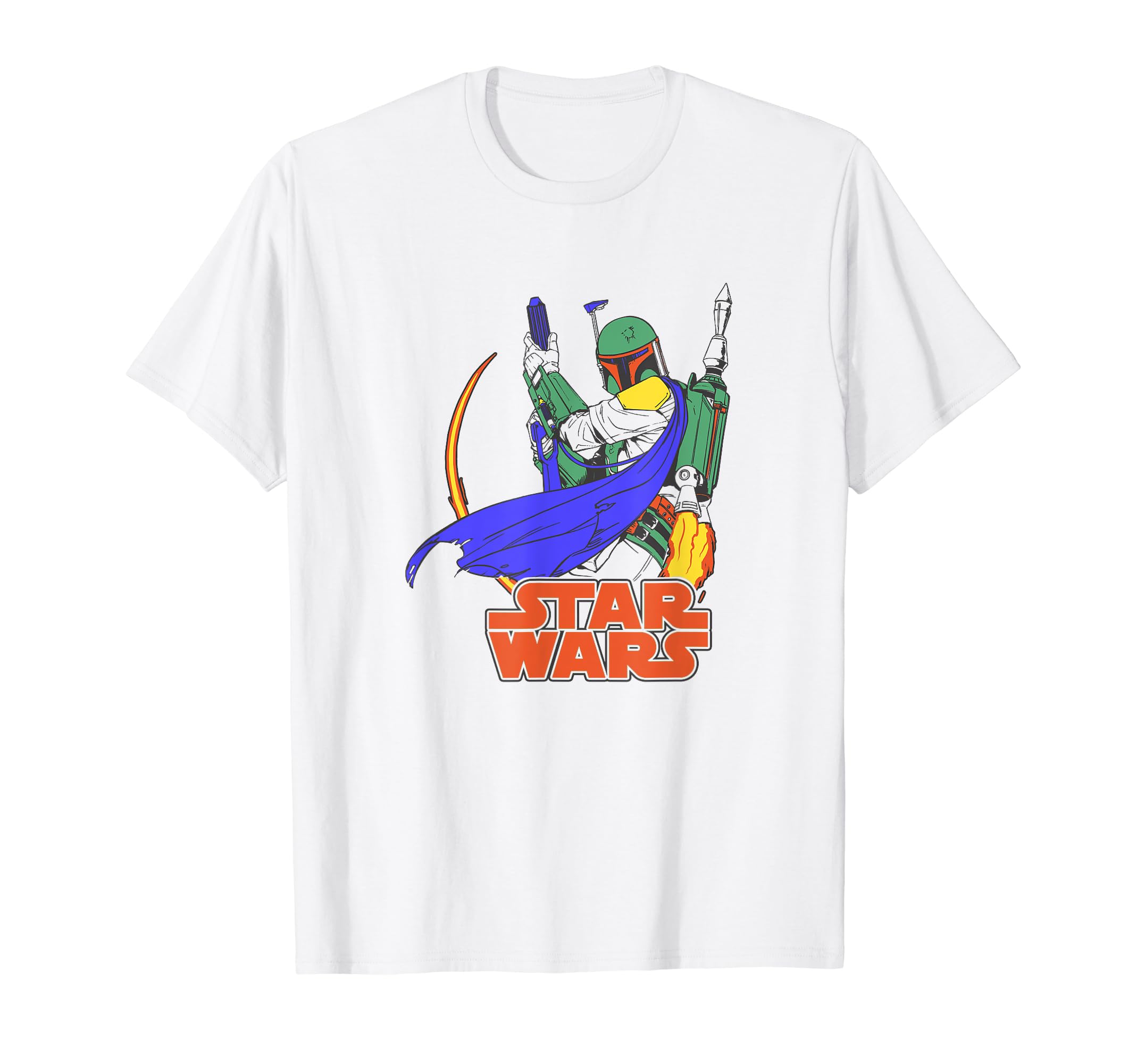 Star Wars Boba Fett Pop Color Jet Pack Star Wars Logo T-Shirt, Black