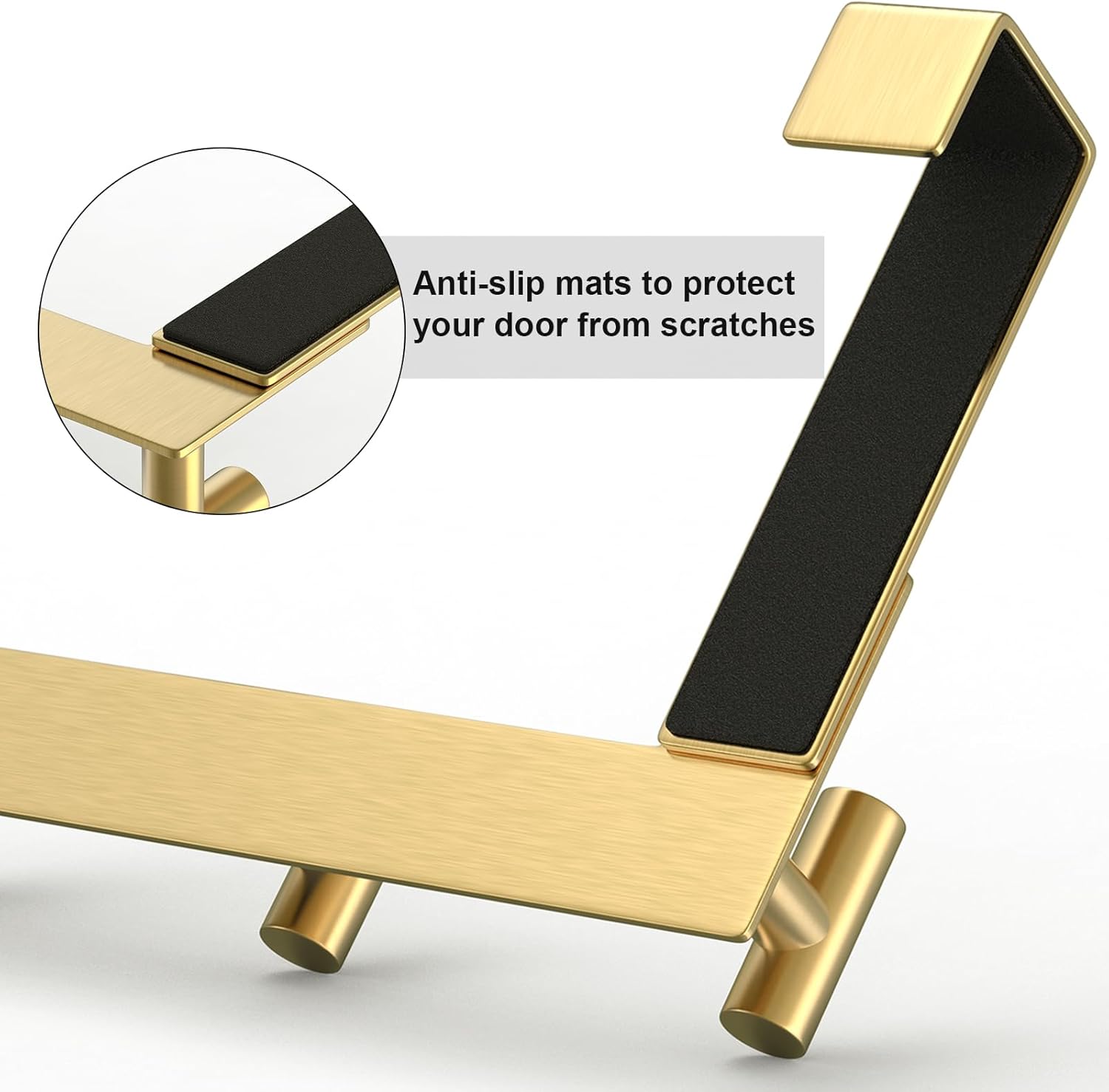 PMMASTO Over The Door Hooks, Fits 1-3/4" Thick Door No Drill Hooks for Closet Bathroom Bedroom Organization, Hanger for Coat Towel Robe (Gold, 3 T-Hooks)