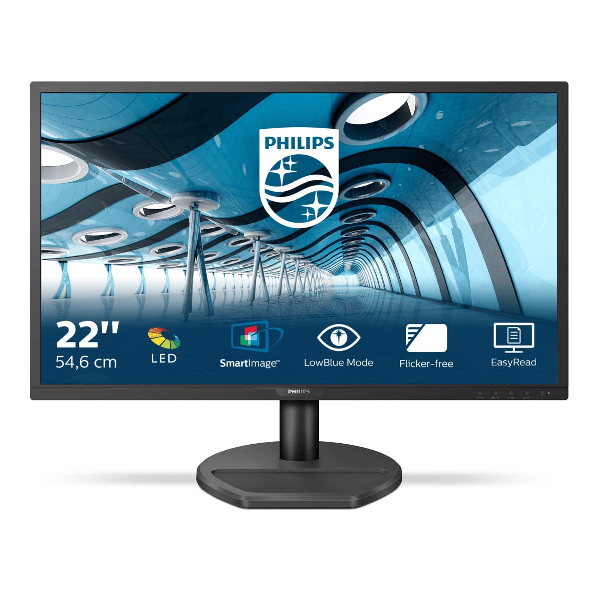 Philips - MMD Monitors Italia Gaming Monitor 221S8LDAB, 22" LED, Full HD, 1 ms, Casse Audio Integrate, HDMI, DVI, VGA, Low Blue Light Protezione Occhi, Flicker Free, VESA, Nero
