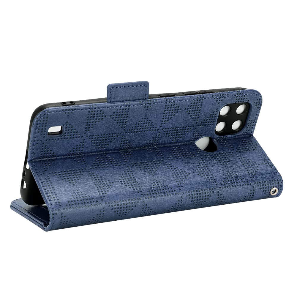 WEIOU Custodia A Libro In Pelle PU Con Mandala Per Realme C21Y / C25Y, Portafoglio Con Slot Per Carte, Funzione Stand, Chiusura Magnetica, Blu - 2