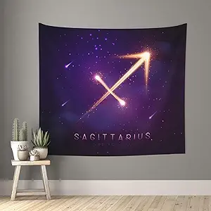 Wansin Zodiac Tapestry Aesthetic Wall Tapestrie Zodiac Signs Decoration Tapastry's Wall Hanging for Living Room Dorm Sagittarius 60 * 51in(152 * 130cm)