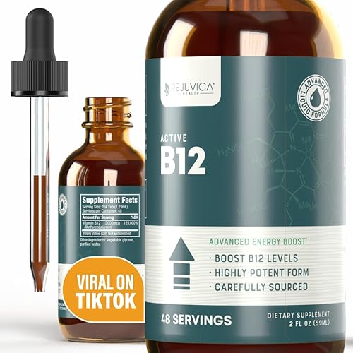Essential B-12 Liquid B12, apoya la energía y un sistema nervioso saludable - Práctico gotero líquido que absorbe rápidamente y sabe muy bien