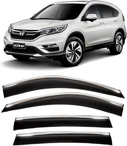 JSP Protectores de lluvia para Honda CR-V 2017-2022, tira deflectora de ventana cromada de canal exterior, acrílico ahumado oscuro, montaje en cinta