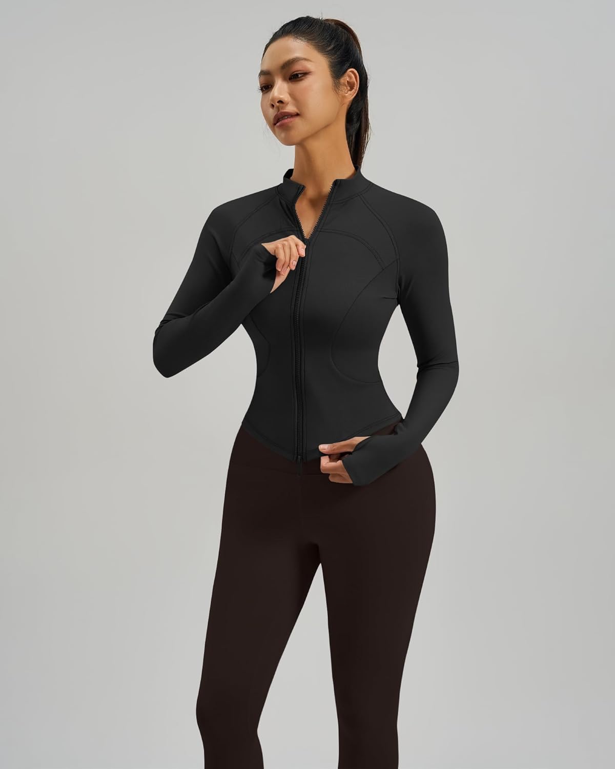 Gacaky Womens Cropped Workout Running Jackets Lightweight Slim Fit Athletic Yoga Jacket Full Zip Tops with Pocket - Image 3