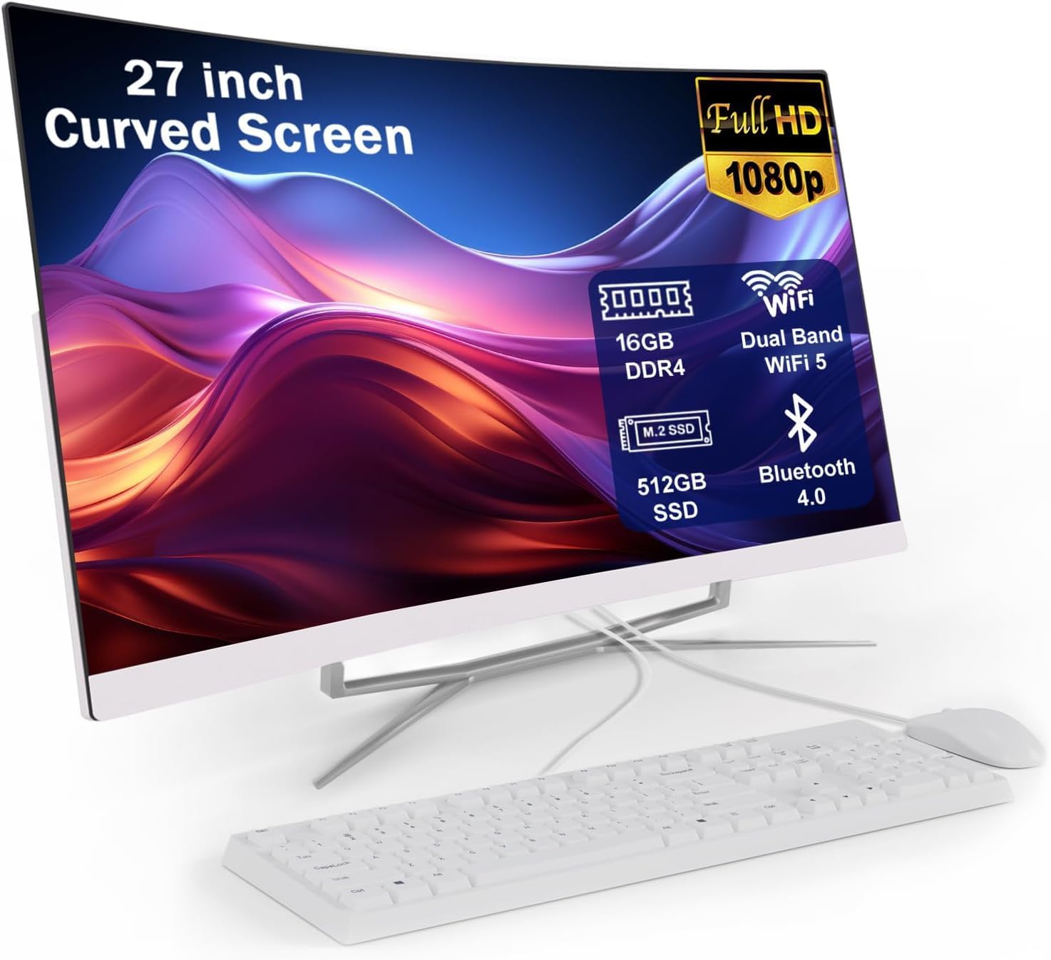 All-in-One PC with 27-Inch Curved Display, Celeron N100 (Up to 3.4GHz ...