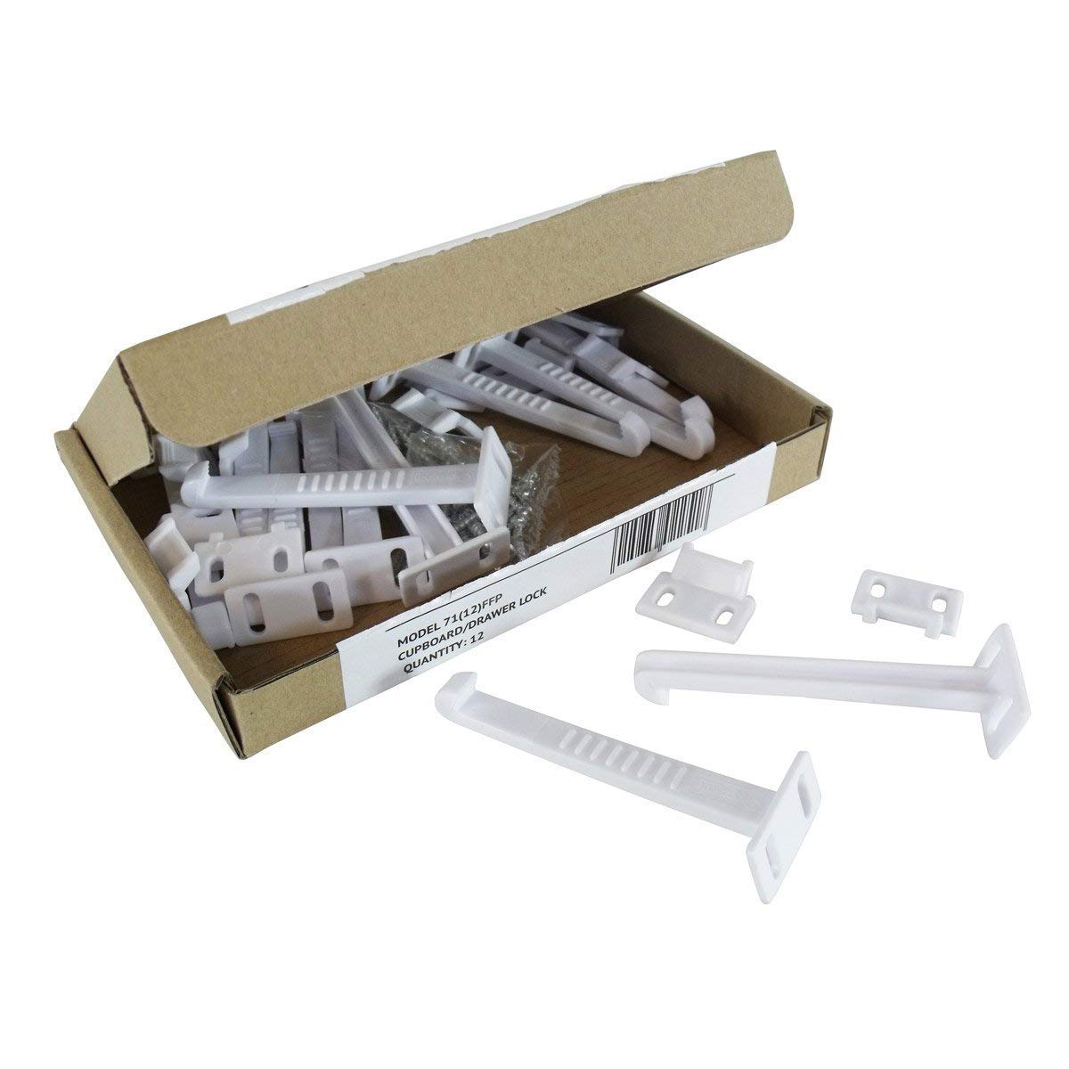 Clippasafe Model 71 Cupboard & Drawer Locks (12 Pack) - Mail Order Box, White/Dark Grey Heather, Única - Image 3