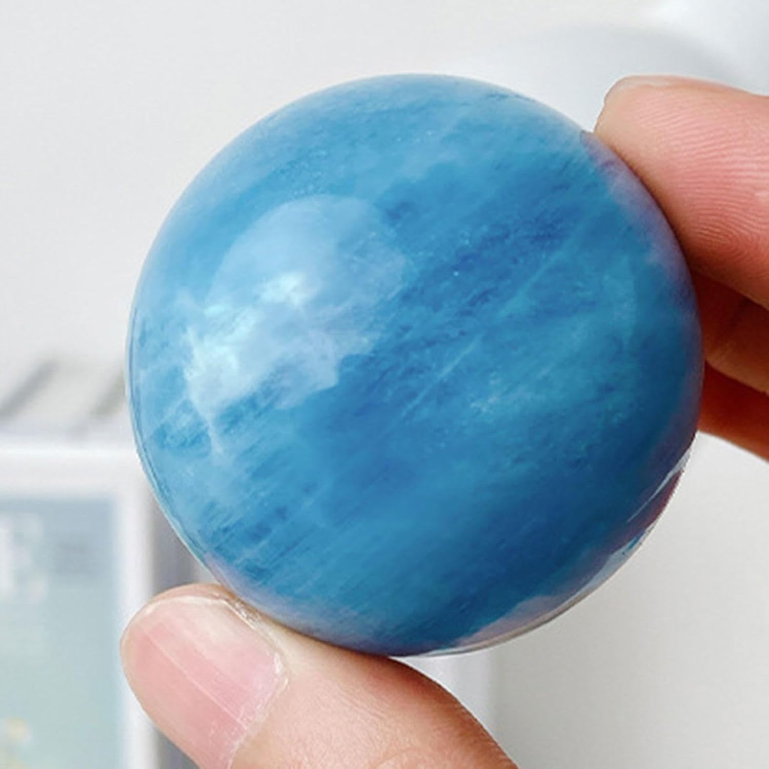 Esfera de Aguamarina Natural con Soporte, Piedra curativa