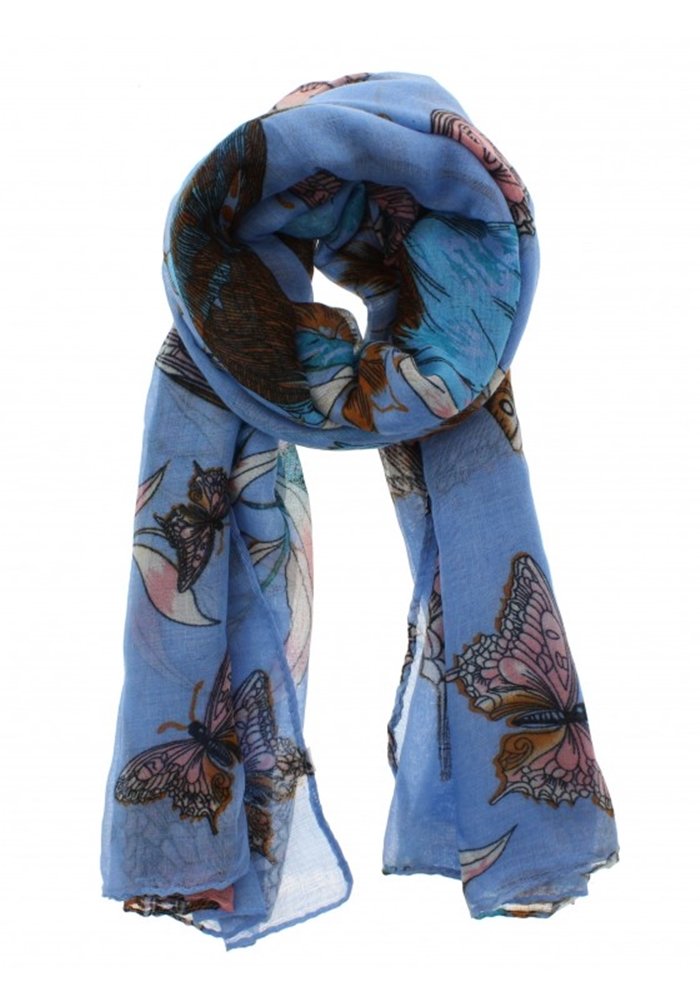 Zac's Alter Ego Long Lightweight Large Butterfly & Flowers on Scarf