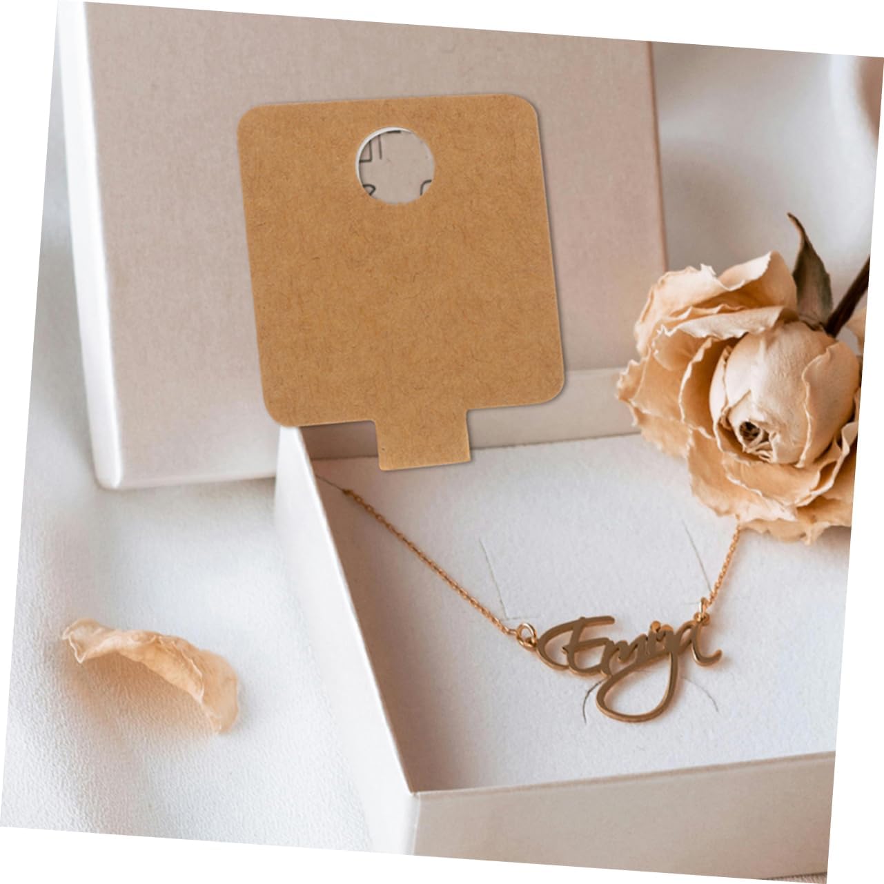 100pcs Self-adhesive Jewelry Display Cards for Bracelets Rings Hair Ties Elegant Folding Organizers for Jewelry Packaging for Business and Diy Projects