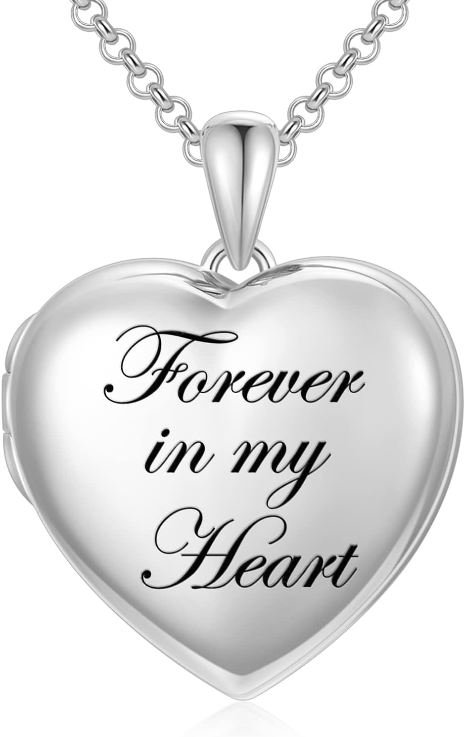 SOULMEET 10K 14K 18K Solid White Gold/Silver Minimalist Style/Infinity Sunflower Heart/Oval Locket Necklace That Holds 1 or 2 Pictures Personalized Photo Locket Necklace Letters Engraving