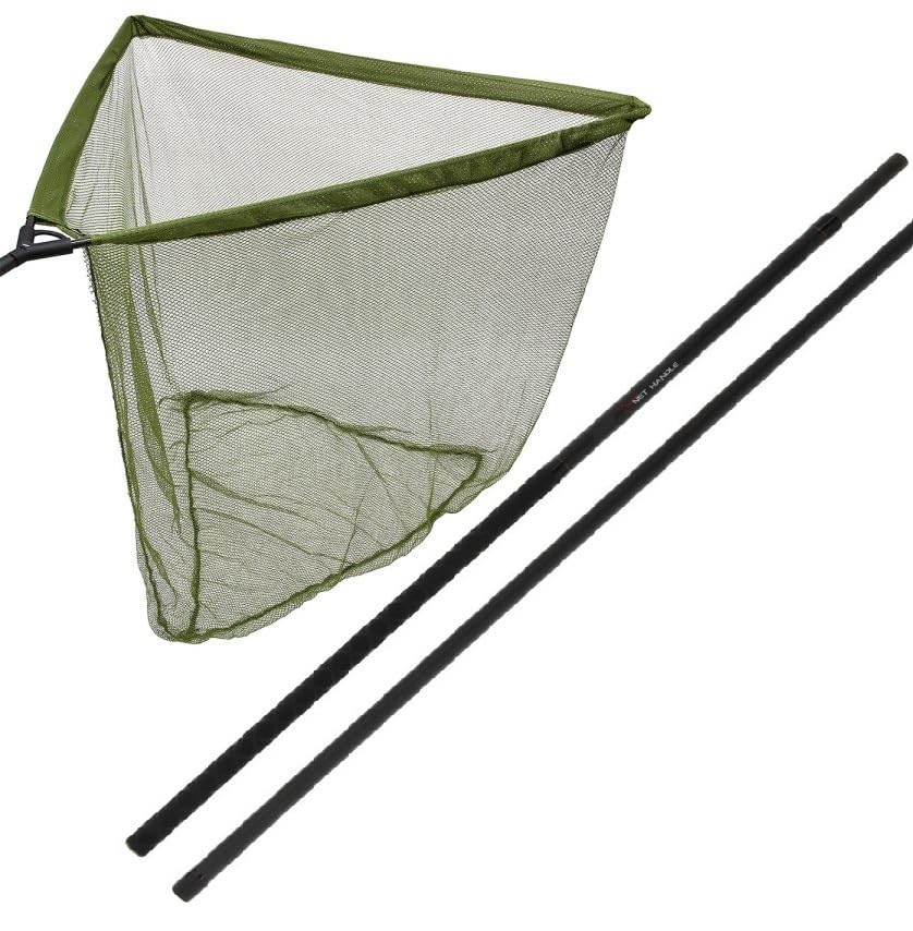 Lot de 2 épuisettes en carbone pour pêche à la carpe - 1,80 m - 107 x 107 cm
