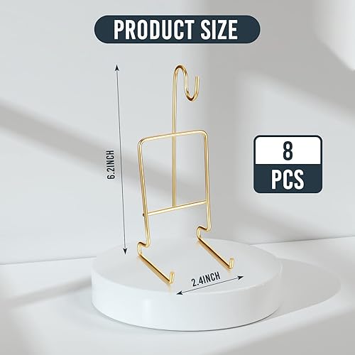 Miniatura 2 de 8 piezas de taza de té y platillo, soporte de metal para platillo, organizador de tazas de té y café para platos de 6.22 x 2.44 pulgadas (dorado)