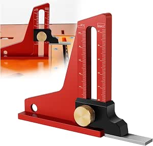 ViewReal Metric Woodworking Height Gauge 0-50mm - Precision CNC Machined Aluminum Depth Measuring Tool For Table Saw, Router, Drill Press