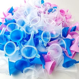 120pack Mini Plastic Funnel Little Small Funnel Set Tiny Separatory Funnel for Lab Bottles,Capsule,Sand Art, Essential Oils,Perfumes,Spices, Powder（3color）