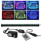SZMiNiLED Aquarium Light with Air Bubble Hole, 5050 RGB LED Fish Tank Light with 16 Colors and 4 Modes, IP68 Waterproof LED Aquarium Lights with Remote Controller for Fish Tank (88CM)