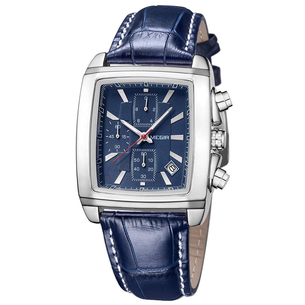 MEGIR Casual Leather Strap Watch for Men Fashion Military Sports Classic Quartz Watches Waterproof Chronograph Wristwatch with Auto Date (B08KXQFYCT) Amazon Price History, Amazon Price Tracker
