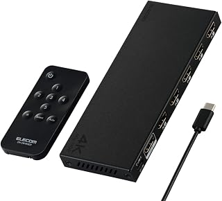 エレコム HDMI 切替器 4K 60Hz 5入力1出力 リモコン付き 【自動・手動切替が選べる】 PS5・4 / Nintendo Switch/Fire TV Stick 他 DH-SW4KB51BK/E