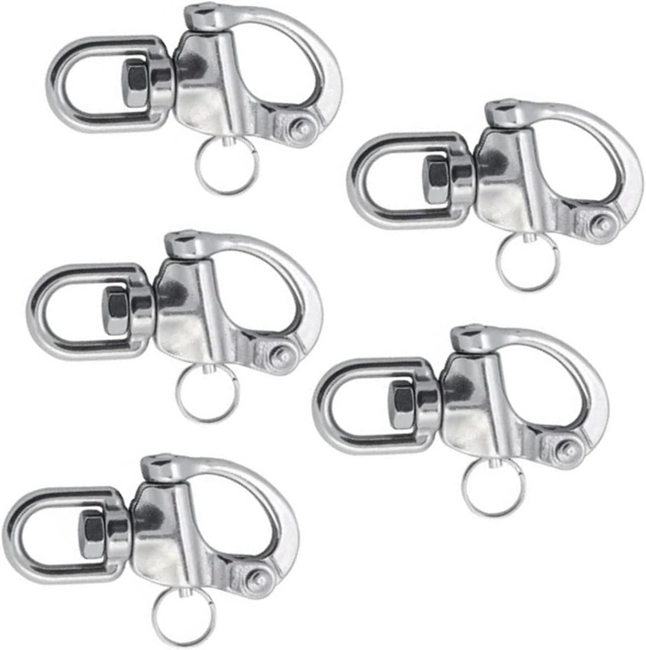 5PCS Swivel Eye Quick Rlease Bail Snap Shackle with Ring 316 Stainless Steel Heavy Duty 70mm 87mm 128mm for Rigging Sailing(87mm)