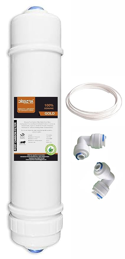 Dissora Gold 10 Inch Inline Post Carbon Filter Block Cartridge, Suitable for All Kind of RO UV UF Water Purifier