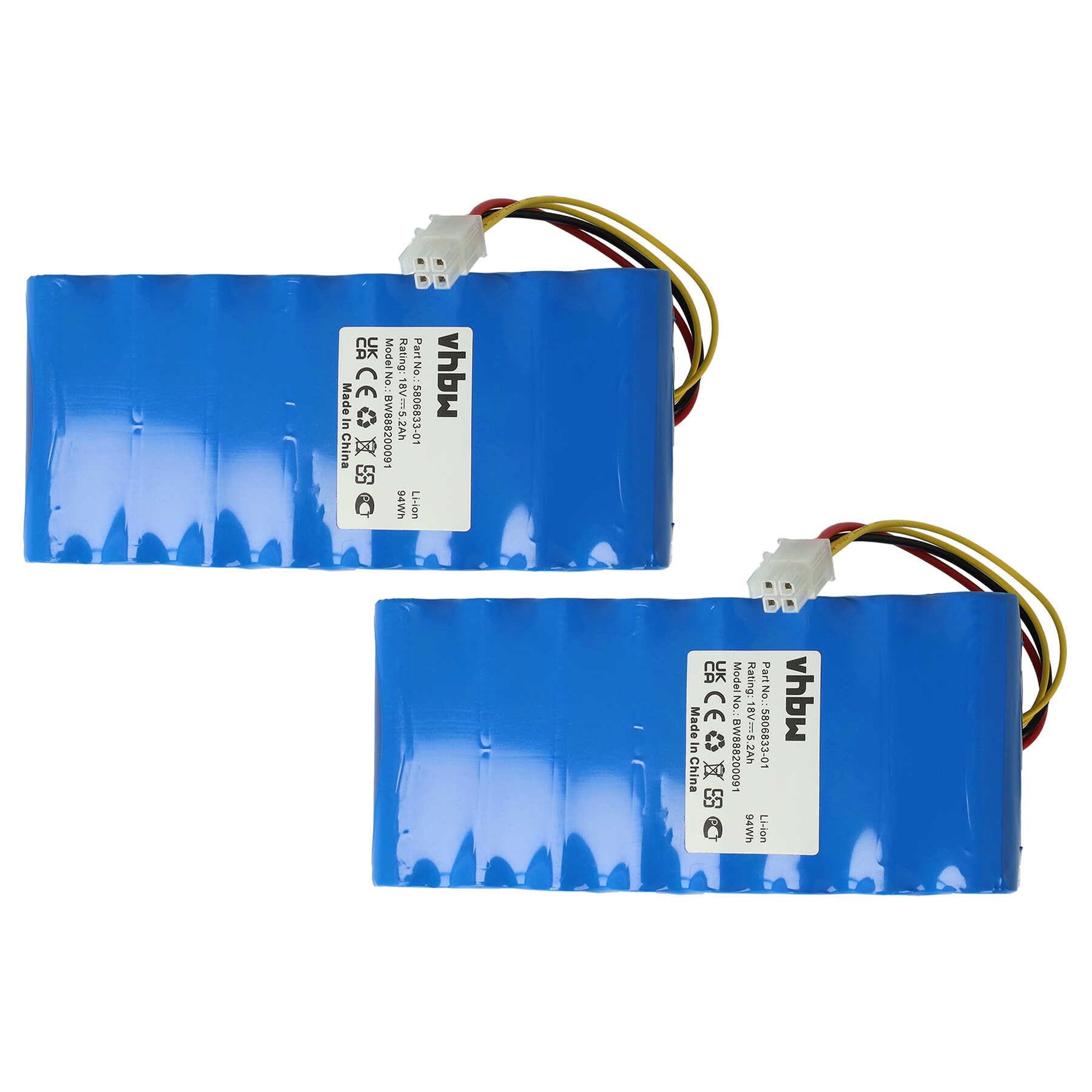 vhbw 2X Batería Compatible con Husqvarna Automower 320, 420 (hasta 2019/2020) Robot cortacésped 5200mAh 18V Li-Ion