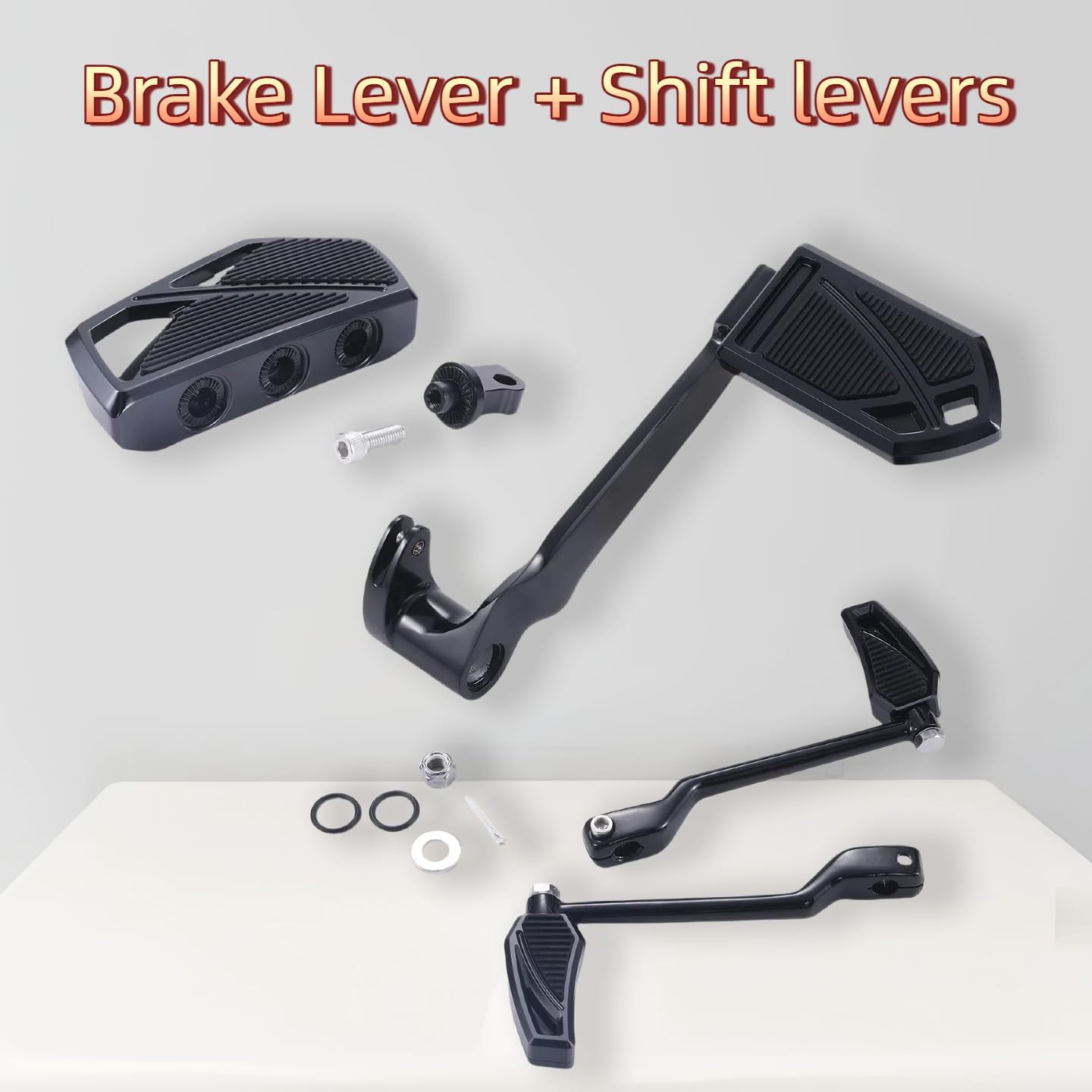 for Harley Touring Phantom Floorboards Footboards Street Road Glide King Brake Shifter Levers Pedals (Gloss Black, C Comb : Complete Set for 14-UP Touring)