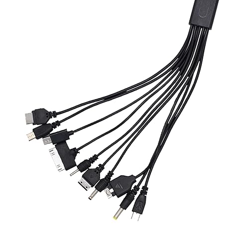 Cable USB universal 10 en 1, cable de carga múltiple compatible con múltiples teléfonos celulares, altavoz Blutooth auriculares reproductor MP3