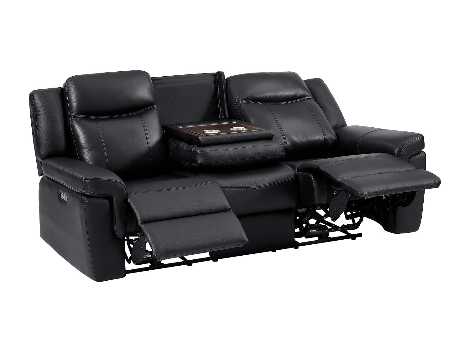 Vente-unique - Sofá Relax 3 plazas Kenneth - Piel - Negro