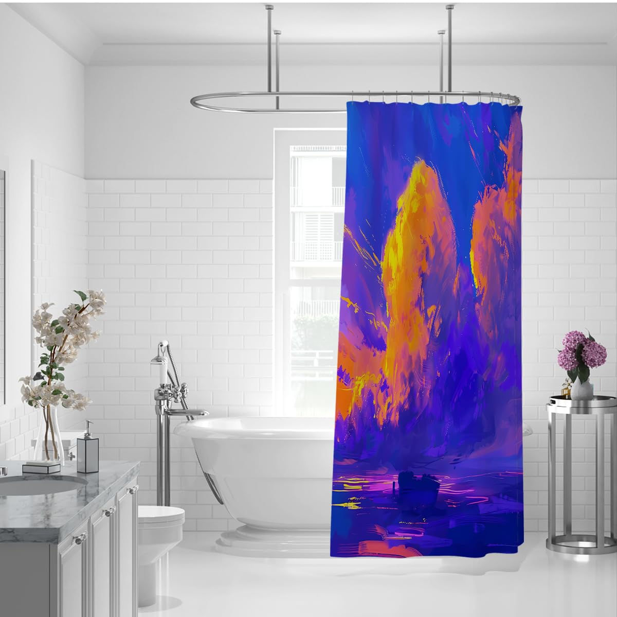 Rideau de Douche Nature Nuages Coucher Soleil Abstraits 200 x 220 cm
